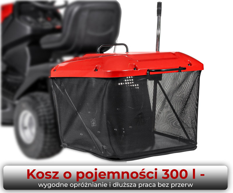 Kosz o pojemności 300 l w traktorku CedrusCedrus Challenge AJ 92/16H 